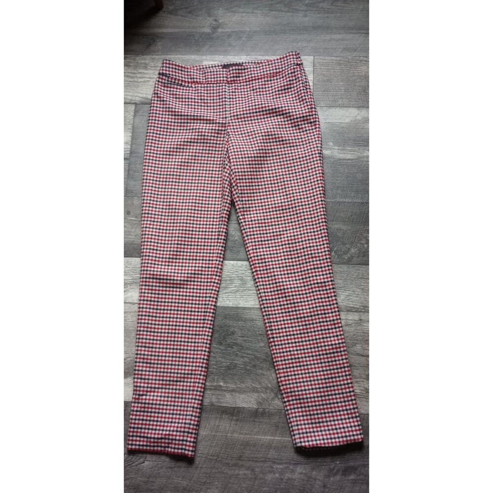 Talbots Women's 4 Red, White & Black Plaid Wool Blend Sample Dress Pants